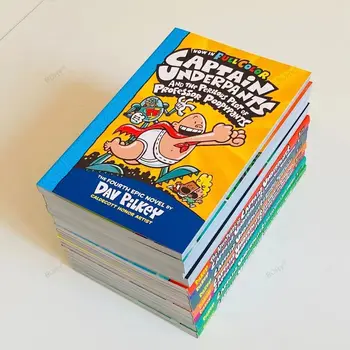 12 Книг Полноцветный Набор Капитан Трусы Забавный Английский Сборник Рассказов Для детей, Читающих Книги в возрасте 6-14 лет