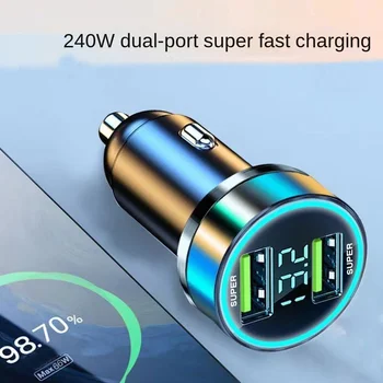 2 Порта Супер Быстрое Автомобильное Зарядное Устройство USB для iPhone 14 Pro Max 13 12 11 Oneplus Huawei OPPO Samsung 240 Вт Адаптер Быстрой Зарядки