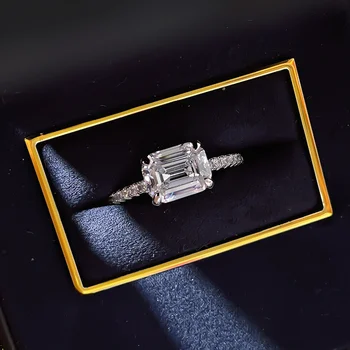 2021 Новое серебряное кольцо S925 с высокоуглеродистым бриллиантом 7 * 9 прямоугольной формы в виде Пагоды для женщин