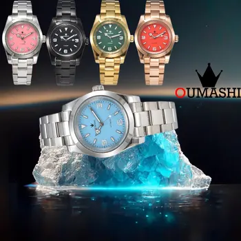 39-миллиметровые мужские часы с автоматической механикой В простом стиле, роскошное сапфировое стекло, нержавеющая сталь, водонепроницаемый механизм NH35, C3, люминесцентный Di