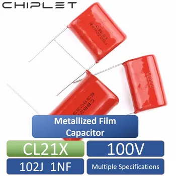 40шт пленки CL21X 102J 1NF CBB с 5%-ным погружением металлизированного пленочного конденсатора 100 В 5 мм