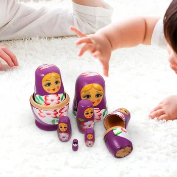 7-Слойный деревянный набор Матрешек Русские Матрешки Детская Резьба Детские игрушки ручной работы Игровой набор на открытом воздухе