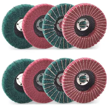 8ШТ 4-дюймовых красных и зеленых нейлоновых дисков с клапанами, набор Различных шлифовальных кругов для угловой шлифовальной машины