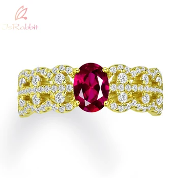 IsRabbit 18-Каратное позолоченное кольцо с драгоценным камнем 5 *7 мм, рубин, Изумруд, сапфир, для женщин, подарок, ювелирные украшения из стерлингового серебра 925 пробы, прямая доставка
