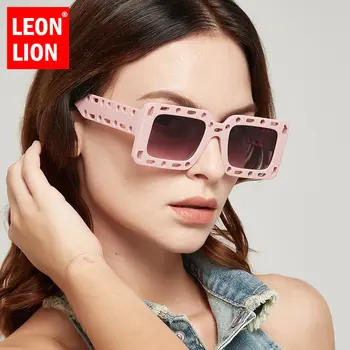 LeonLion Прямоугольные Винтажные Солнцезащитные Очки Женские 2023 Роскошные Очки для Женщин/Мужчин Высококачественные Модные Очки Lentes De Sol Hombre