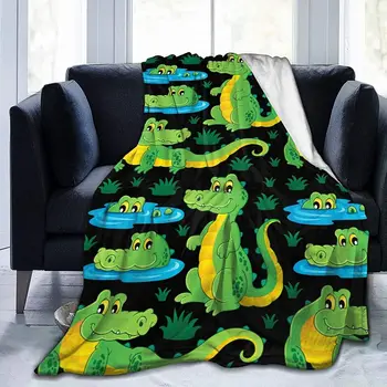 SaltaStore Крокодил Прячется в пруду Мягкое Пледовое одеяло Всесезонное Микроплюшевое Теплое Одеяло S Легкое Фланелевое одеяло с ворсом