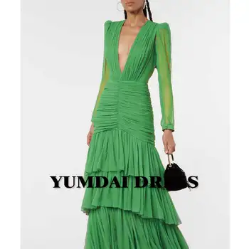 YUMDI Зеленое платье Мексиканской принцессы с глубоким V-образным вырезом 15 лет, платье для бала-Мицвы, Роскошное вечернее платье для вечеринки 2023