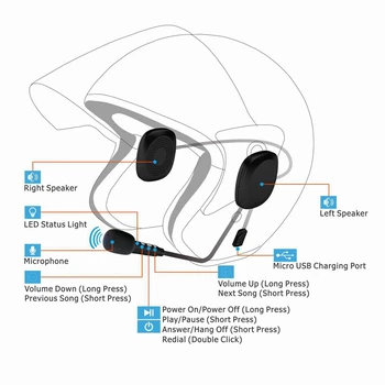 Беспроводные громкой связи 50 м Шлем-гарнитура с защитой от помех Водонепроницаемый Moto Bluetooth bluetooth V4.2 Домофон для мотоцикла
