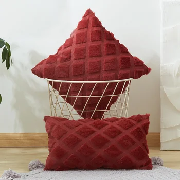 Блочный геометрический 3D однотонный чехол для подушки, простая плюшевая специальная вышитая наволочка для домашнего декора XA20219091