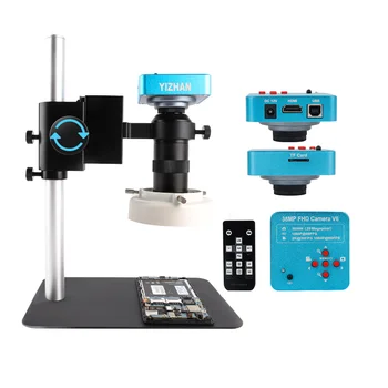 Видеомикроскоп 38MP USB Промышленный микроскоп Камера 1080P 60 кадров в секунду 130X C-образный объектив Светодиодная подсветка для ремонта пайки чипа