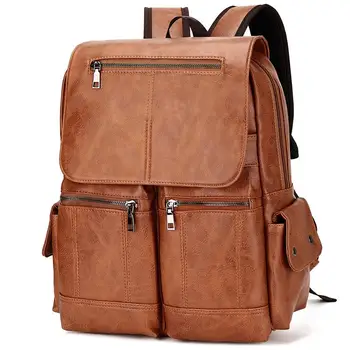 Винтажные подростковые рюкзаки из искусственной кожи, модный школьный рюкзак в стиле ретро, мужской многофункциональный рюкзак, мужская дизайнерская сумка большой емкости на молнии