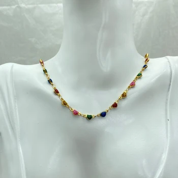 Водонепроницаемое ожерелье с красочным сердечком из нержавеющей стали для женщин, украшения на шею, корейский модный Роскошный дизайнер, элегантный стиль