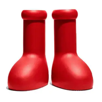 Высокие кроссовки, большие размеры, мужские, женские, детские Красные ботинки, модные повседневные непромокаемые ботинки на плоской платформе из ПВХ с увеличенной высотой