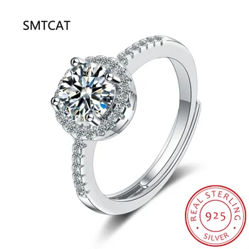 Высококачественное настоящее серебро 925 Пробы, Элегантное круглое сверкающее кольцо CZ на палец для женщин, Подарок ювелирных изделий для свадьбы, помолвки JZ1536