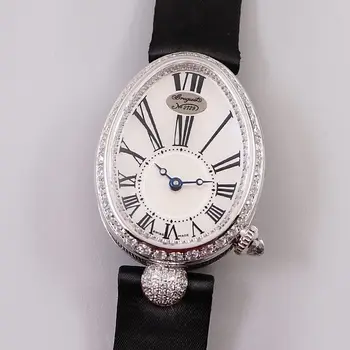 Высококачественные атмосферные часы с бриллиантовой инкрустацией, овальные женские часы с камнем из гусиного яйца