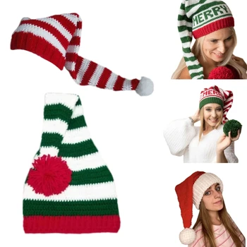 Вязаная Рождественская шапка для праздничного мероприятия, шапка Санта-Клауса для взрослых и детей, шапка-качалка, шапка Санта-Клауса, реквизит для вечеринки