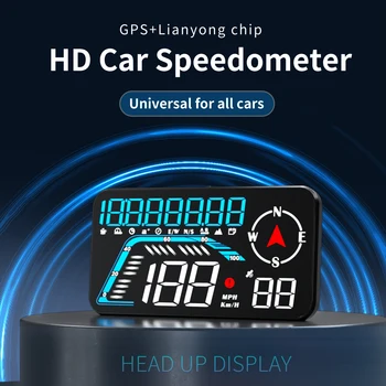 Головной дисплей G12 GPS HUD спидометр Подключи и играй для всех автомобилей Большой передний многофункциональный дисплей HUD со светодиодной подсветкой скорости автомобиля