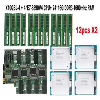 Для материнской платы X10QBL-4 + 4 * Intel E7-8890V4 24c/48T 165 Вт процессор CPU + 24 * 16 ГБ = 384 ГБ оперативной памяти DDR3 1600 МГц Recc RDIMM Память