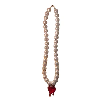 Жемчужное ожерелье Sweet Heart Цепочки на ключицы для женщин, Украшения для девочек, Свадебный подарок E0BE