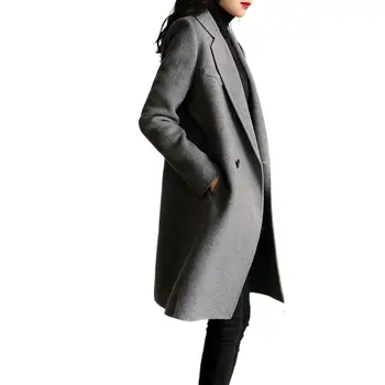 Женская зимняя одежда 2023 года, Новое двустороннее женское кашемировое пальто, свободное и тонкое шерстяное пальто средней длины 1021