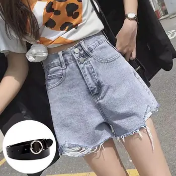 Женские Новые модные Корейские прямые шорты с высокой красивой талией 2023 Летние Универсальные Свободные Расслабленные Удобные джинсовые шорты