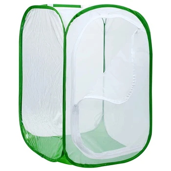Зеленая клетка для рассады, складная коробка-инкубатор для разведения с застежкой-молнией и ручкой, Дышащая, прозрачная, портативная для бабочки-кузнечика.