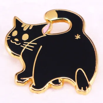 Значок-Брошь с изображением Милого черного кота с металлической эмалью на Лацкане рюкзака, сумки