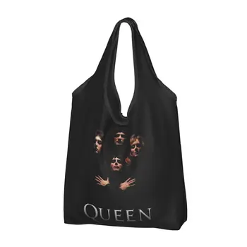 Изготовленные на заказ Сумки для покупок Freddie Mercury Queen Band, женские портативные сумки для покупок в продуктовых магазинах большой емкости
