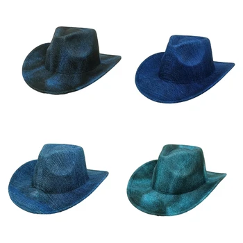 Ковбойская шляпа 50JB для взрослых, шляпа с широкими полями, фетровая шляпа с однотонным дизайном
