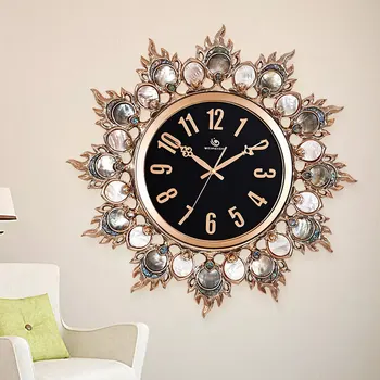 Креативные настенные часы для гостиной, Европейские высококачественные декоративные часы из черной раковины бабочки, жемчужной раковины, роскошного розового золота