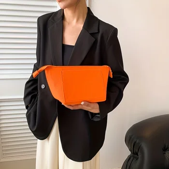 Легкая портативная фетровая косметичка, модная однотонная Универсальная женская сумка для хранения, простая сумка для стирки &