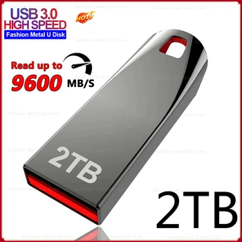 Металлический Флеш-накопитель USB 3.0 2 ТБ USB Флэш-накопители 1 ТБ Высокоскоростная Флешка 512 ГБ Портативный SSD Memoria USB Flash Disk Typ-C Адаптер