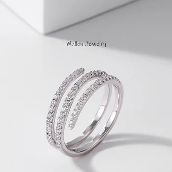 Многослойное кольцо с бриллиантом из стерлингового серебра 925 пробы, женская мода, индивидуальность, нишевый дизайн, яркий подарок, вечеринка, свадьба