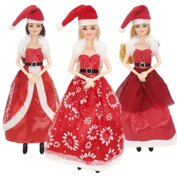 Модная Рождественская Кукольная Одежда Наряд Платье Пальто Шляпы Топ Брюки Одежда Для 30 см Куклы Барби и BJD Одежда Аксессуары Для Кукол