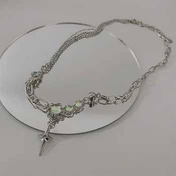 Модное ожерелье с цирконом для женщин, Цветное колье в виде звезды, сшивающее ожерелье, женская подвеска, цепочка на ключицу, Ювелирный подарок