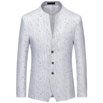 Модный Новый мужской повседневный бутик 2023 Года, тонкий Однобортный костюм с индивидуальным принтом, Приталенный костюм, Блейзеры, куртка, пальто