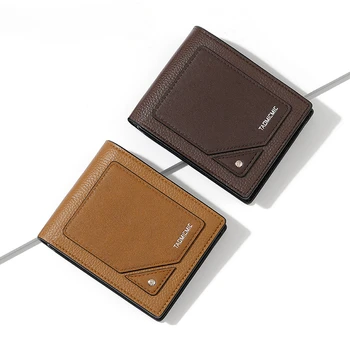 Модный креативный кошелек для документов большой емкости, короткий многофункциональный деловой кошелек с двумя складками.