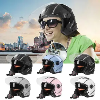 Мотоциклетные шлемы, скутер, электрический мотоцикл, фургон, мужские, женские винтажные шлемы с двойным козырьком, подходящие для шлемов четырех сезонов.