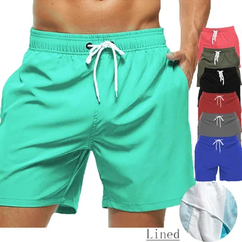 Мужские плавки, пляжные шорты на шнурке с сетчатой подкладкой, Эластичный пояс, простая дышащая Мягкая повседневная уличная одежда на каждый день