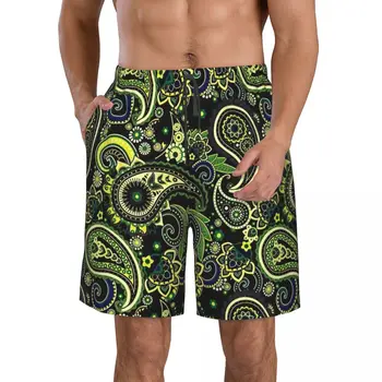 Мужские пляжные шорты с рисунком Пейсли, Быстросохнущий купальник для фитнеса, забавные уличные забавные 3D шорты