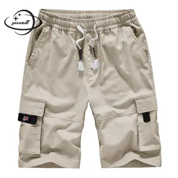Мужские повседневные шорты, Летние мужские короткие брюки, одежда с эластичной талией Длиной до колен, Свободная пляжная хлопковая мужская одежда H43