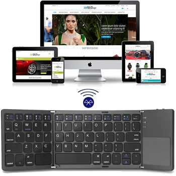 Новая мини-клавиатура Bluetooth Портативная трехстворчатая Беспроводная складная сенсорная панель с отключением звука для Android Windows ipad Tablet Office