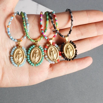 Новая мода Ожерелье из бисера Девы Марии Мужчины Женщины Молитвенные амулеты Кулон Религиозные украшения Популярные ювелирные подарки
