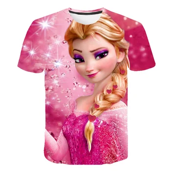 Новые детские футболки Frozen 2, повседневные футболки с принтом из серии Disney, одежда, мода для девочек, футболка с принтом принцессы Эльзы и Анны