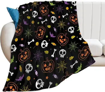 Одеяло на Хэллоуин, тыквенные пледы, подарки для взрослых, Мягкое фланелевое одеяло, подарок для взрослых, мужской, женский декор для кровати