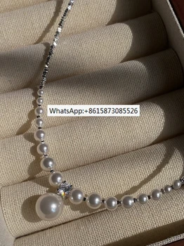 Ожерелье из ломаного серебра 925 пробы с сахарным жемчугом для женщин в нишевом дизайне, высококачественная цепочка на ключицу, шейная цепочка
