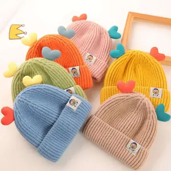 Осенне-зимние однотонные детские вязаные шапки для девочек, шапочки для мальчиков, теплые мягкие повседневные шапки для детей