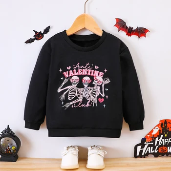 Осенне-зимний модный пуловер для девочек с элементами Хэллоуина и мультяшным принтом