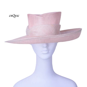 ПРОСТАЯ розово-белая БОЛЬШАЯ шляпа SINAMAY ДЛЯ свадебных гонок В Кентукки ДЕРБИ.