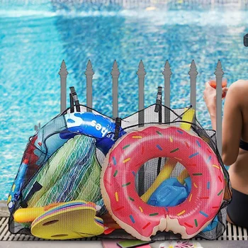 Подвесная сумка для хранения бассейна Компактная сетчатая сумка для аксессуаров для бассейна большой емкости, складывающаяся для игрушек для бассейна, поплавков, баскетбольных мячей